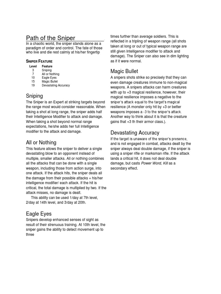 Sniper Skills and Features Guide | PDF | Sniper | Military Science
