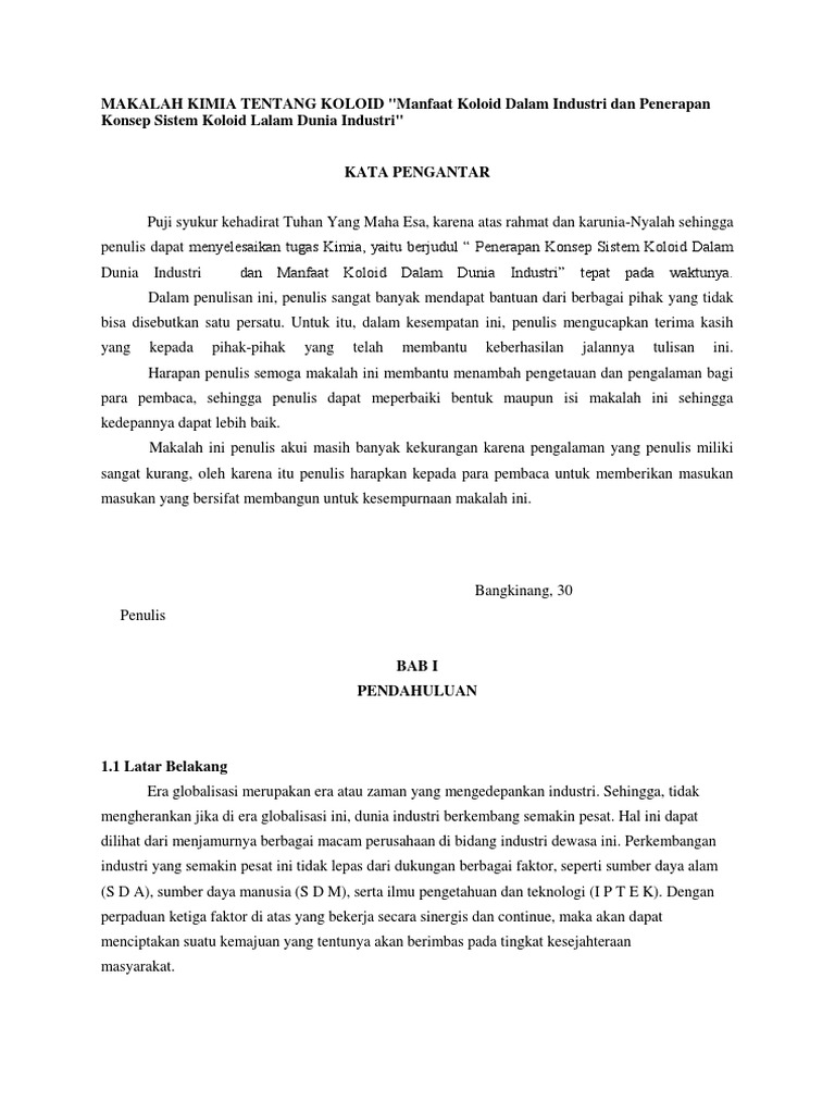 Makalah Kimia Tentang Koloid