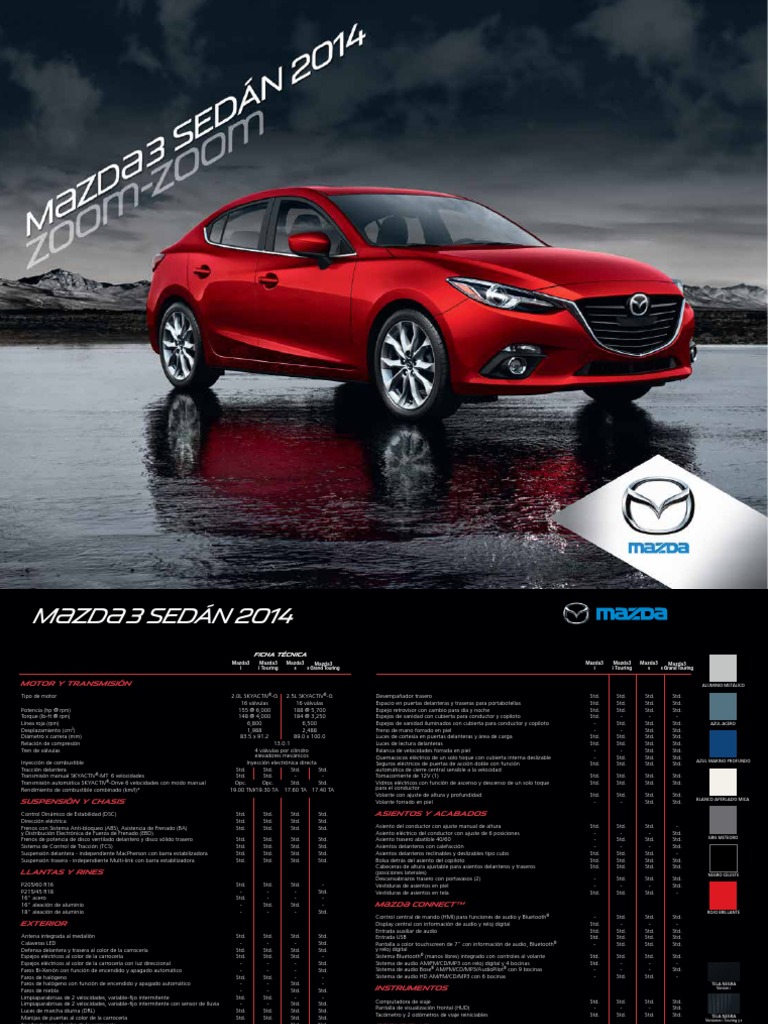 MAZDA 3 SEDÁN 2014 Transmisión (Mecánica) Tecnologías automotrices