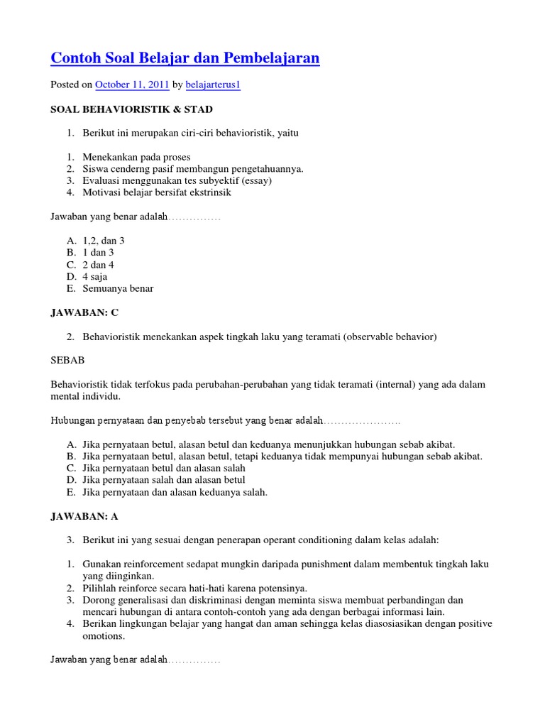 Contoh Soal Belajar Dan