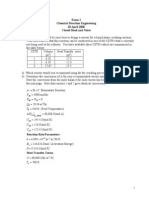 Exam 2 Problem 1: Chemical Reaction Engineering CSTR Design