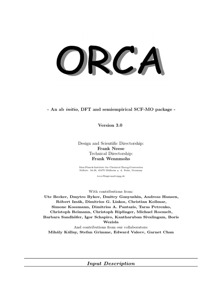 Orca Manual | PDF | Physical Chemistry | Quantum Mechanics