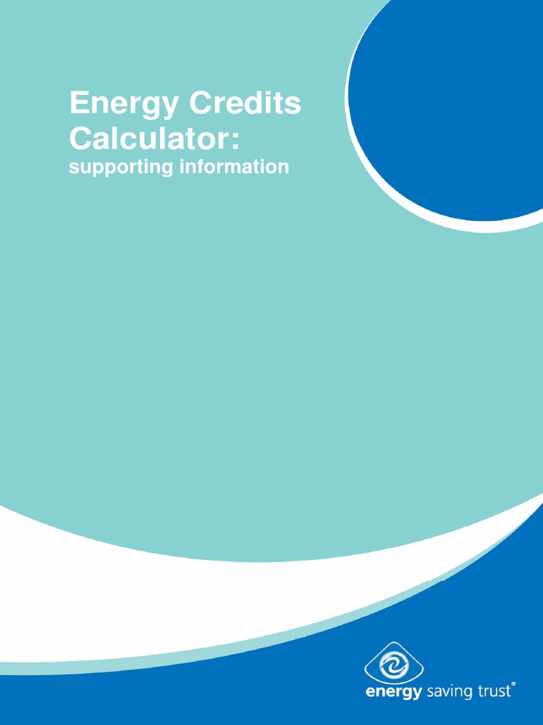 Energy Credits Calculator supporting information Water Heating