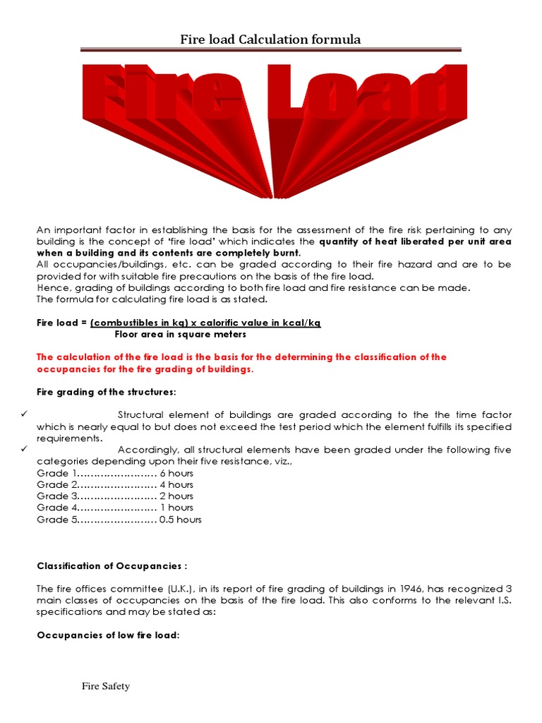 Fire Load Calculation PDF Calorie Fire Safety