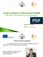 Progress Report of the project INARM  in the Moscow State University for the Humanities