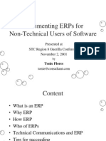 Documenting Erps For Non-Technical Users of Software: Presented at STC Region 8 Guerilla Conference November 2, 2001