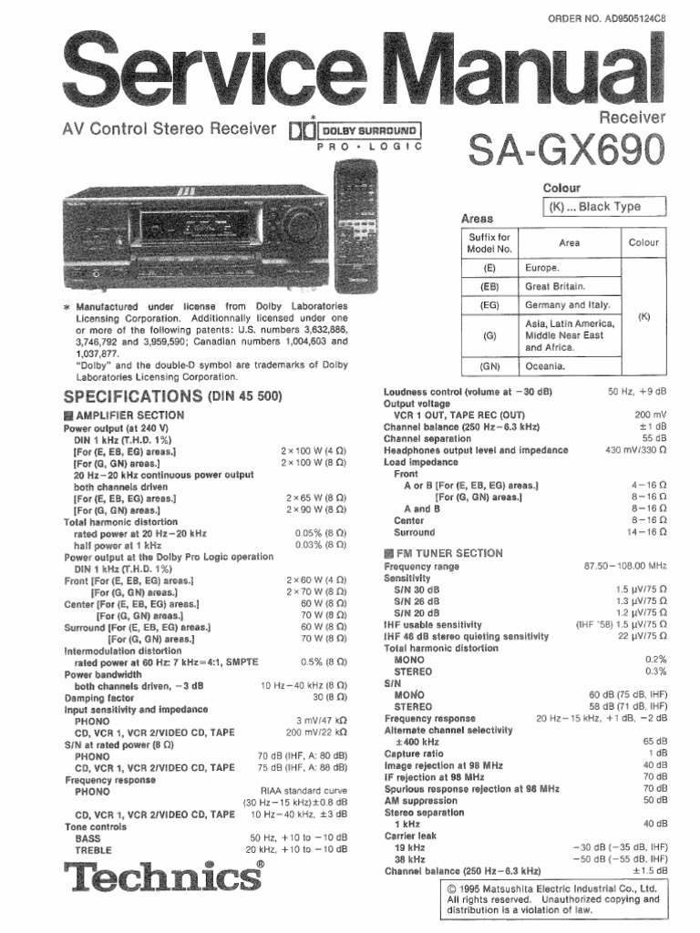 Technics Sa Gx690 service manual