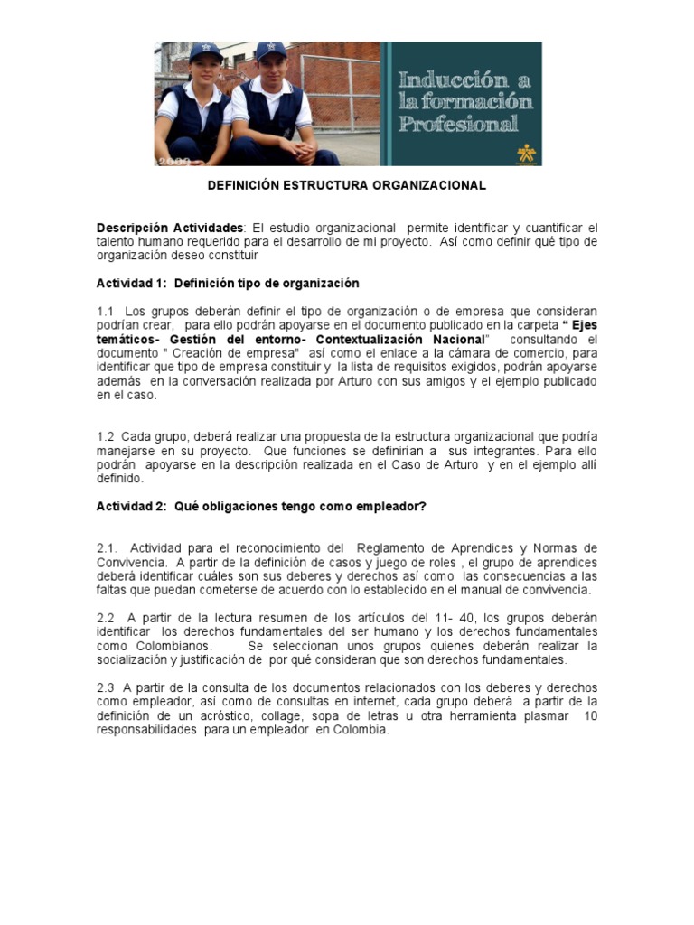 Definicion Estructura Organizacional SENA  Pensión 