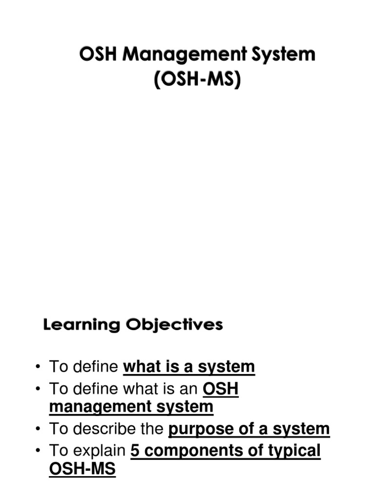 Overview of OSH Management Systems | PDF | Occupational Safety And ...