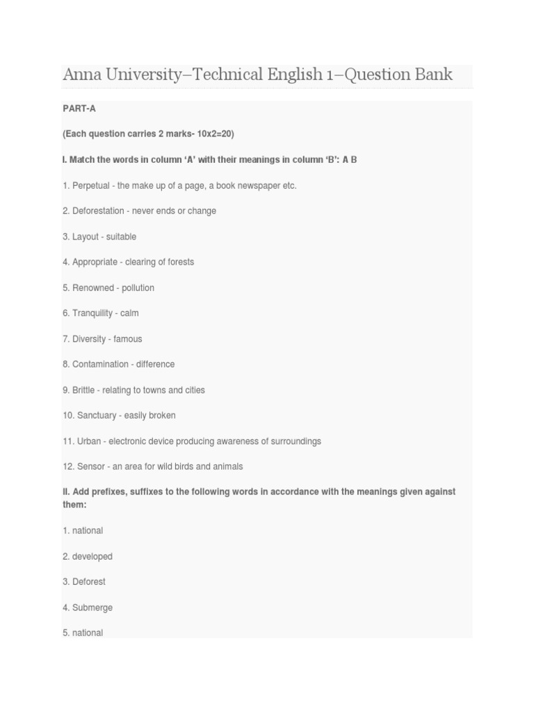 Anna University Technical English 1 Q&A | PDF | Earthquakes | Nature