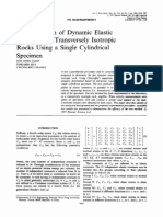 Determination of Dynamic Elastic Constants of Transversely Isotropic Rock Using a Single Cyclindrical Sample