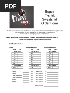 Tshirt Order Form