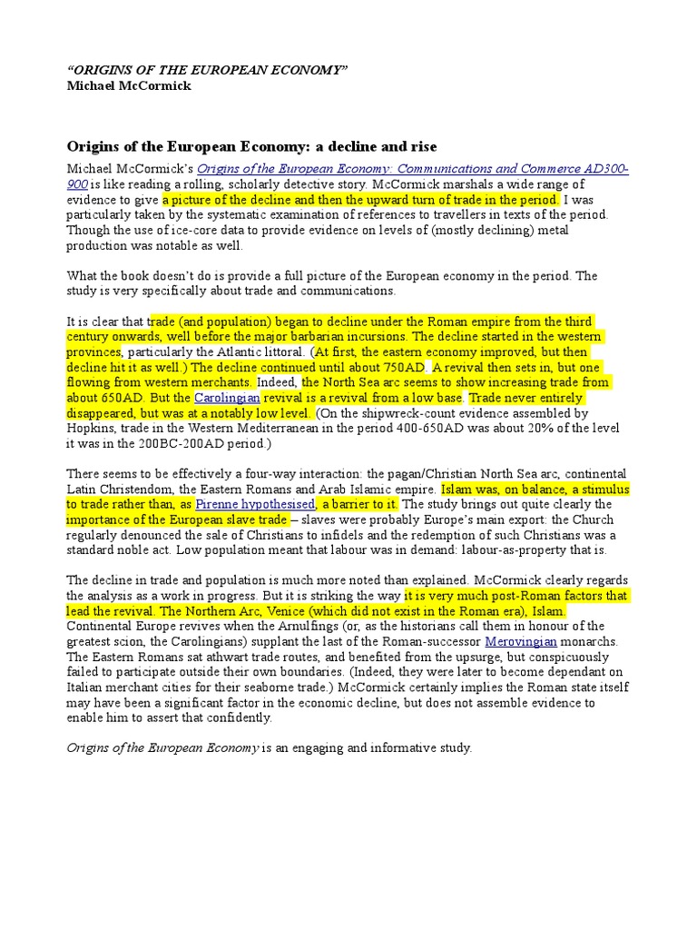 Origins of The European Economy | PDF | Europe Travel | Economies