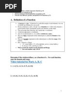 A. Definition of A Function: Video Tutorial For Parts A, B, C