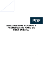 Rendimientos en Obras de Construccion Civil-Perú