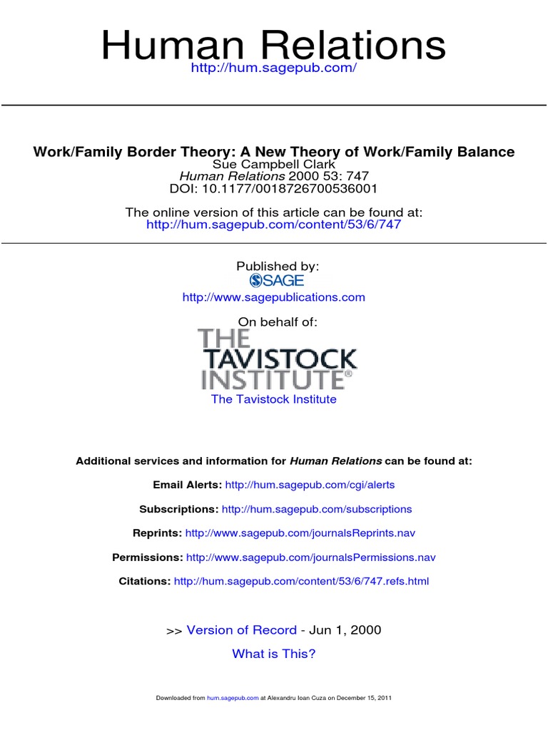 Human Relations: Work/Family Border Theory: A New Theory of Work/Family ...