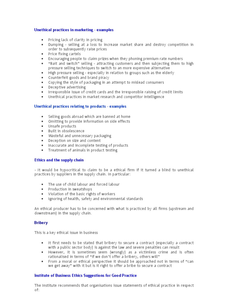 Unethical Marketing Practices Explained | PDF | Business Ethics ...