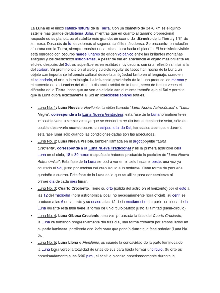 Fases de la Luna y su influencia | PDF | Luna | Dom