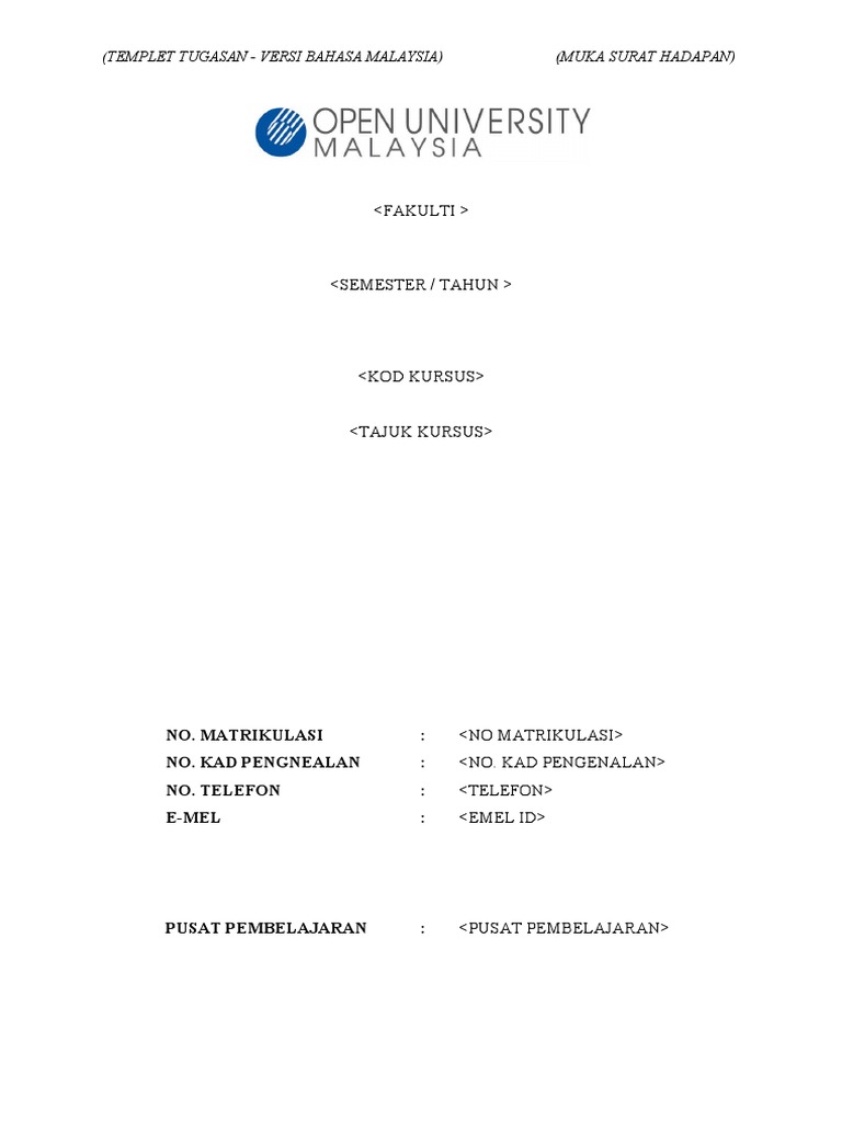 Format Tugasan OUM Versi Bahasa Malaysia | PDF