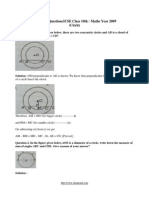 Important Questions ICSE Class 10th Maths Circle Year 2009