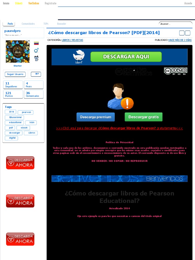 ¿Cómo Descargar Libros de Pearson_ PDF2014 - Identi | Formato de Documento Portable (PDF ...