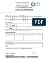 Application Form For The Programme Sri Lanka Foundation