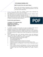 PU CET Guidelines-2014