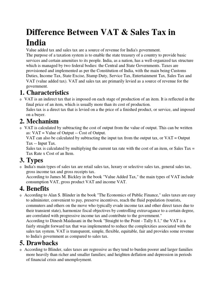 VAT vs Sales Tax Key Differences Explained in 40 Characters PDF