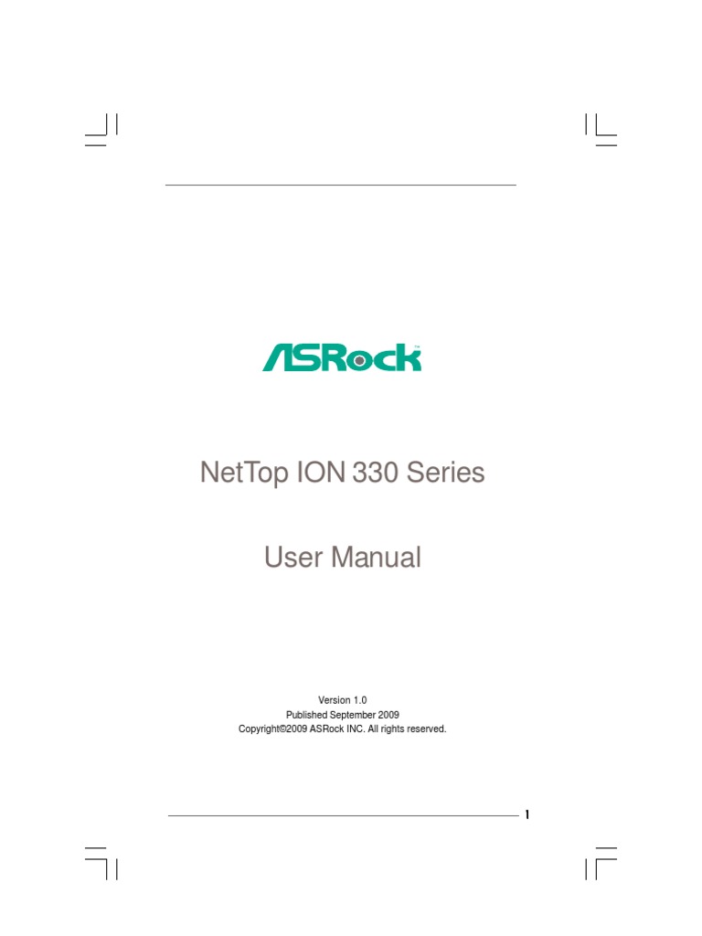 ASRock ION 330HT User Guide PDF Bios Digital Technology