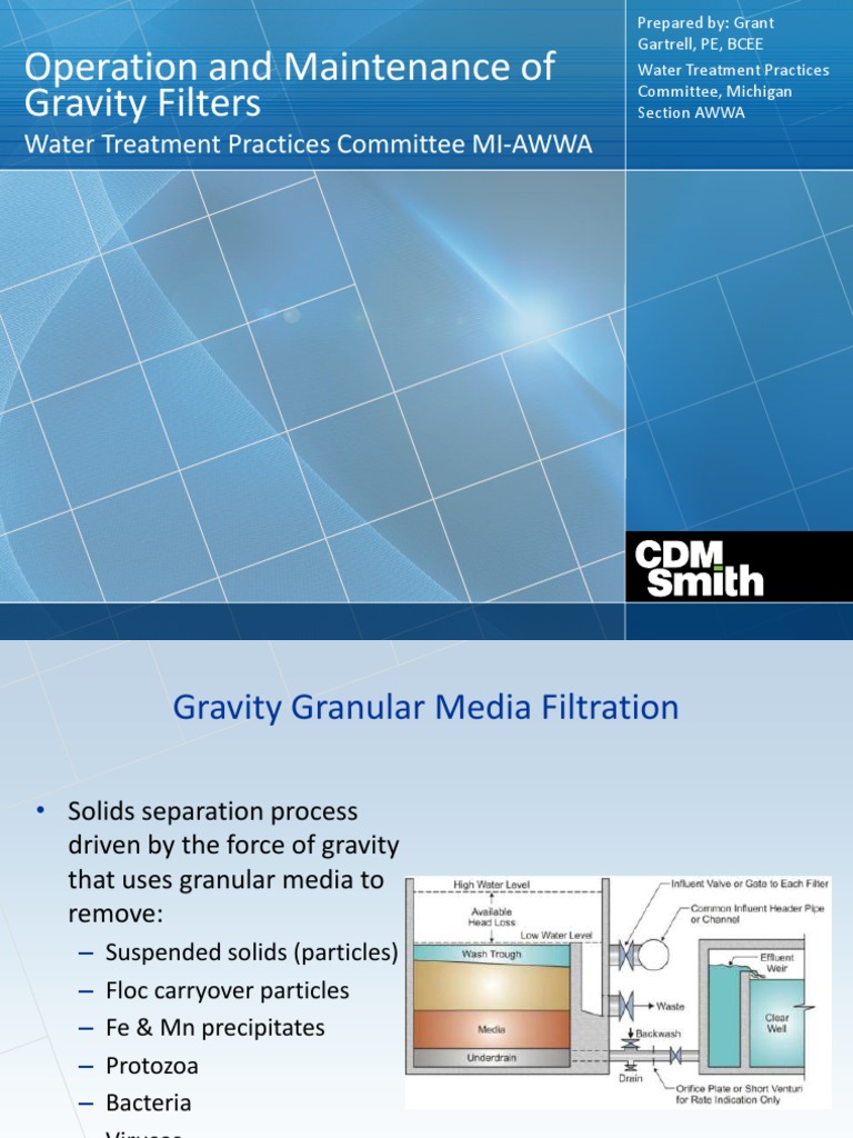 6 Operation and Maintenance of Gravity Filters Filtration Water