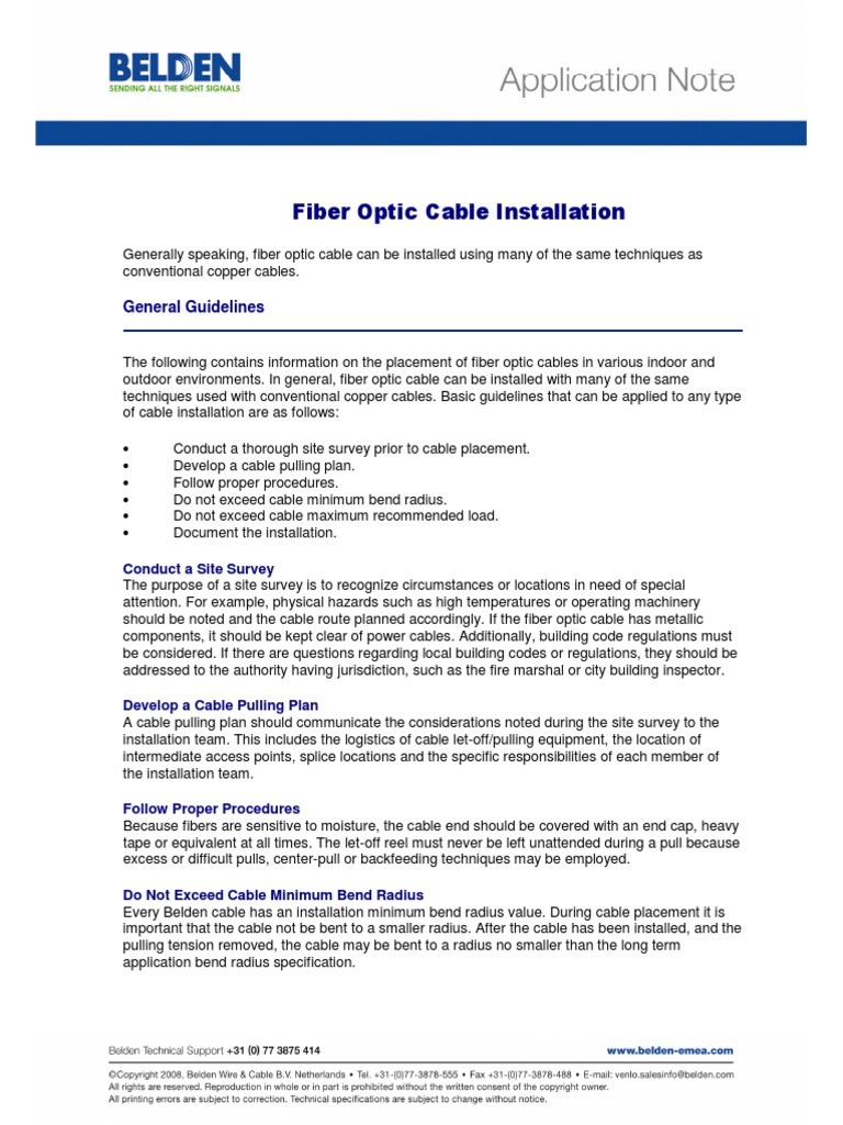 Fiber Optic Cable Installation Guide | PDF | Computers | Technology ...