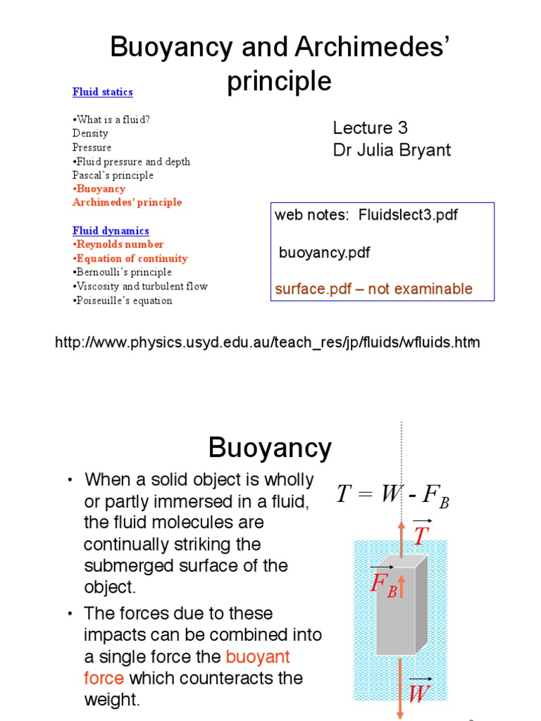 Fluids Buoyancy Lecture 3 PDF Buoyancy Fluid Dynamics