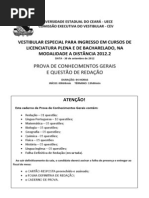 Prova Matematica a Distancia 2012