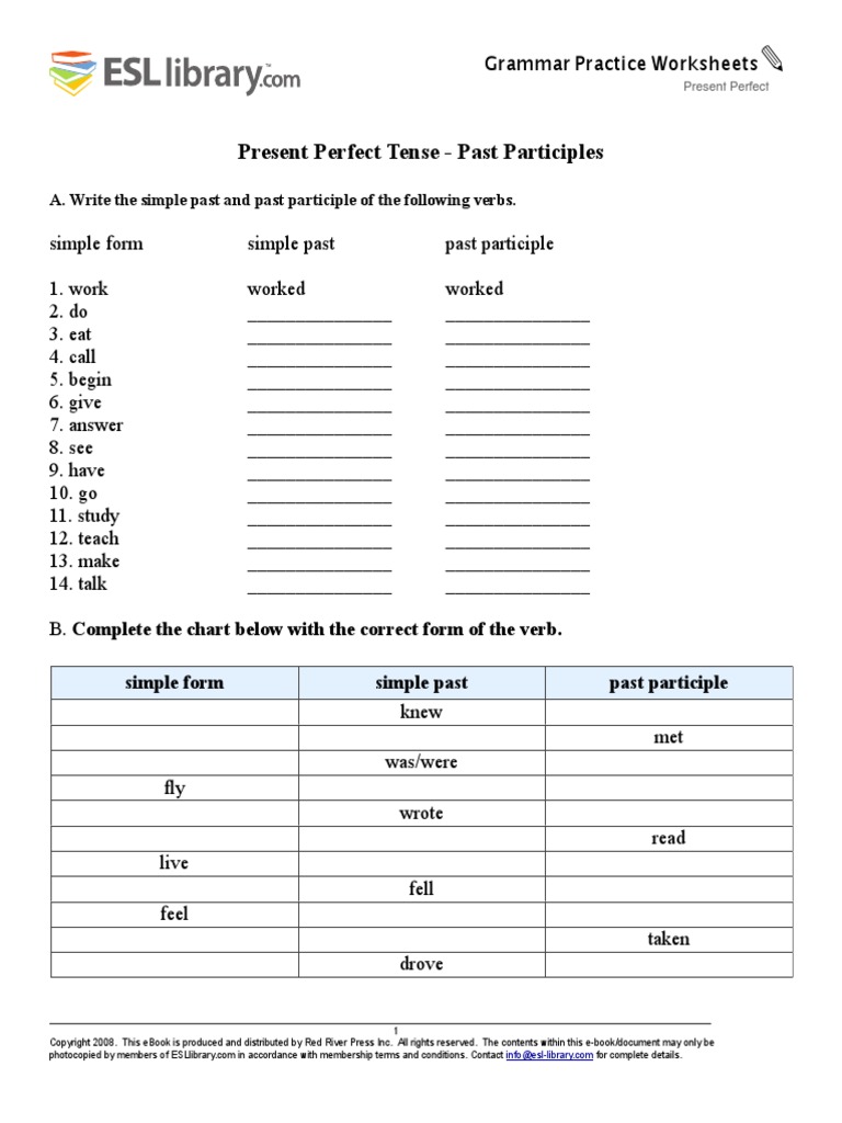 Present Perfect Perfect Grammar E Books