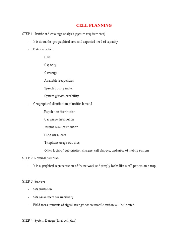 Cell Planning | PDF