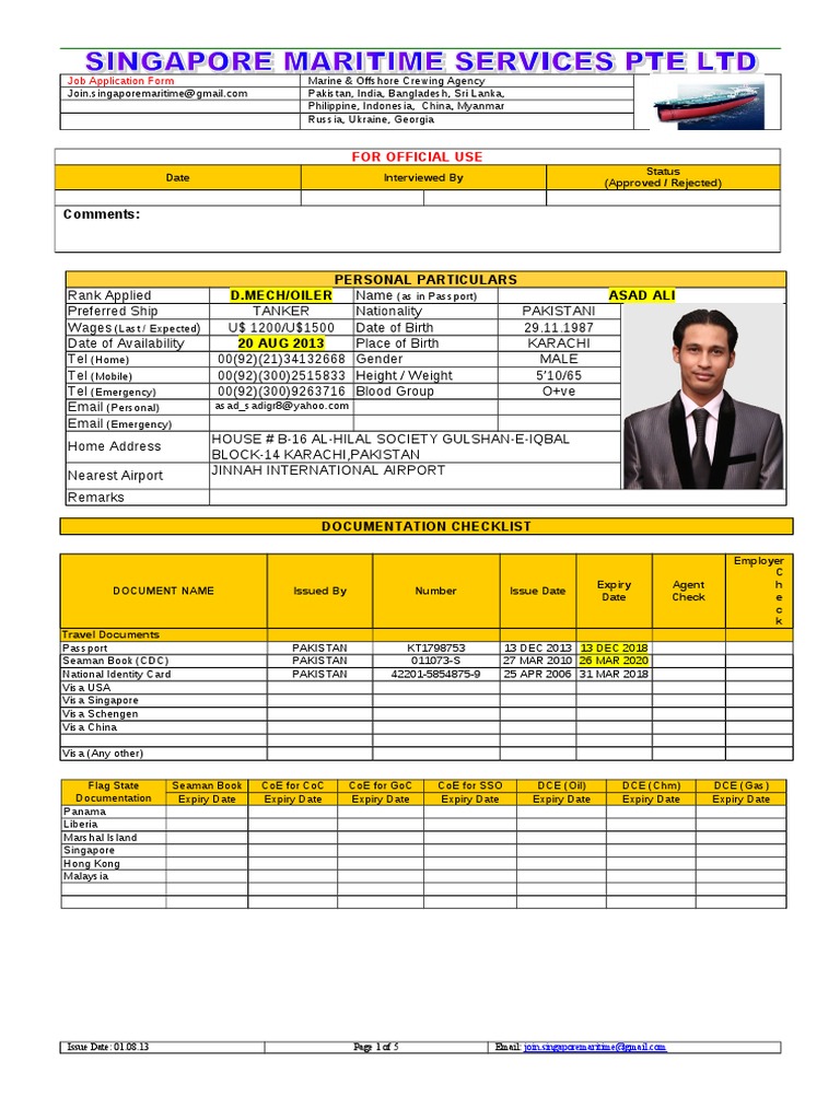 Job Application for Marine Rank | PDF