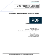 CRS Report For Congress: Intelligence Spending: Public Disclosure Issues