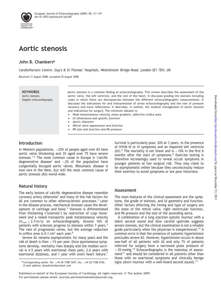 Aortic Stenosis | PDF | Heart Valve | Echocardiography