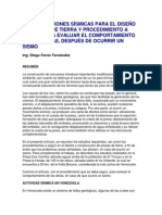 Consideraciones Sísmicas para El Diseño de Presas de Tierra y Procedimiento A Seguir para Evaluar El Comportamiento de Las Obras