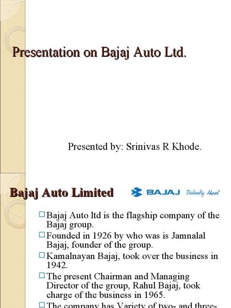 Presentation On Bajaj Auto Ltd Pdf Brand Motorcycle