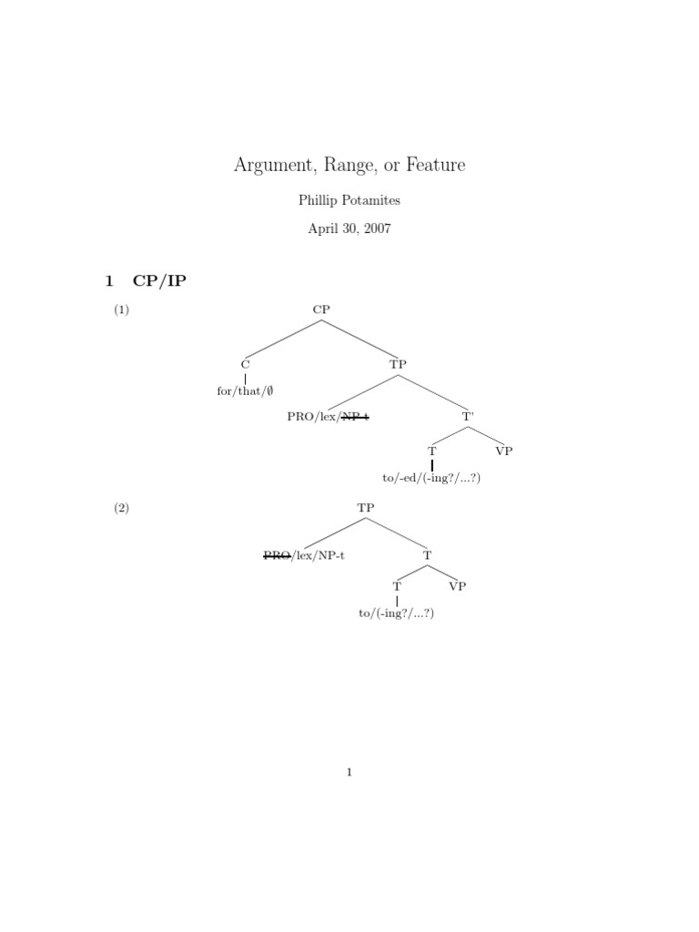 Argument, Range, or Feature | PDF | Syntax | Linguistic Morphology