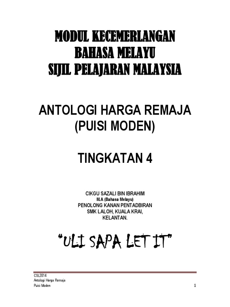 Antologi Harga Remaja Puisi Moden Pdf