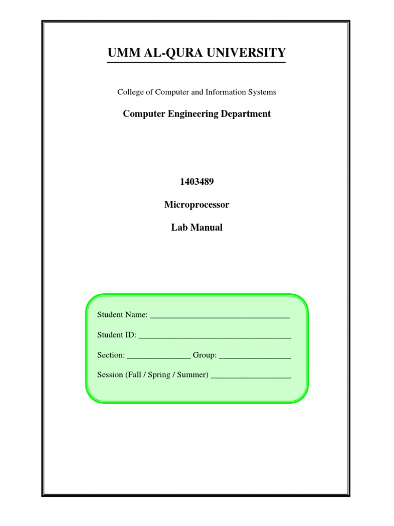 1403489 Microprocessor Lab Manual | Computer Architecture | Digital  Electronics