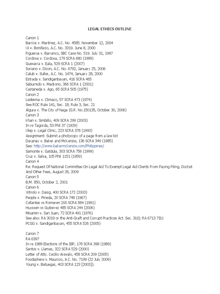 Legal Ethics Outline PDF Justice Crime & Violence