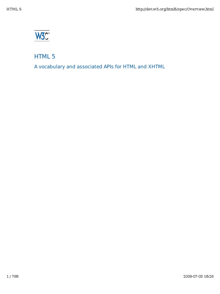 w3c html specification