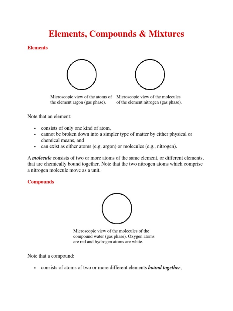 Understanding Elements, Compounds, Mixtures | PDF | Science & Mathematics