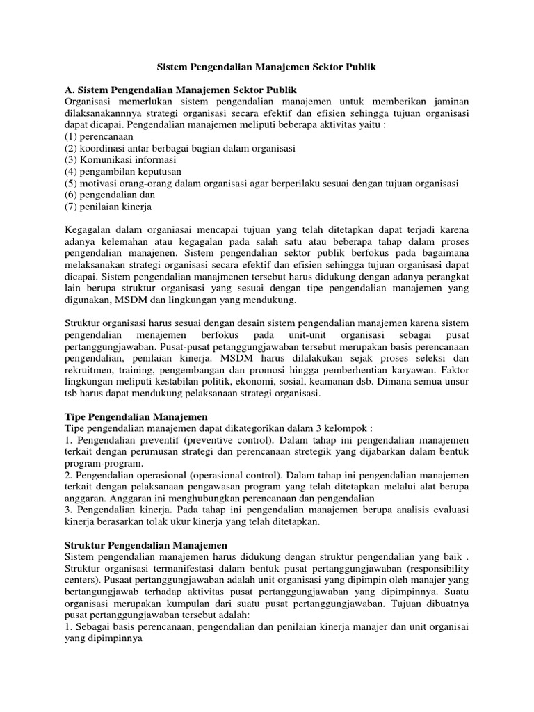 Sistem Pengendalian Manajemen Sektor Publik