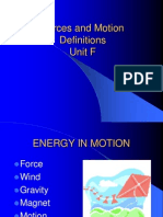 Forces and Motion Definitions Unit F