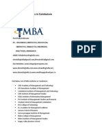 List of MBA Institutes in Coimbatore