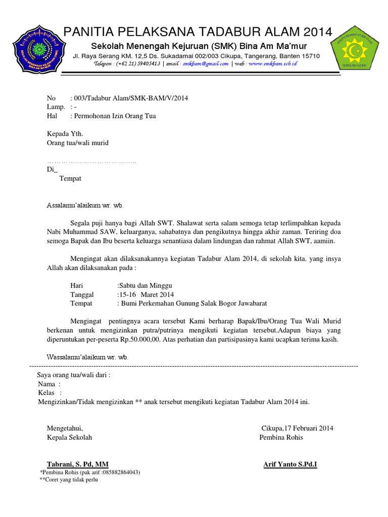 Download 83+ Contoh Surat Surat Izin Orang Tua Untuk Sekolah Word Terbaik Gratis